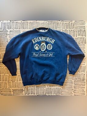 Vintage 1990s Edinburgh Royal Society of Golf Navy Crewneck Sweater